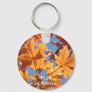 BEST GRANDMA Schlüsselanhänger Geschenk Herbstleav