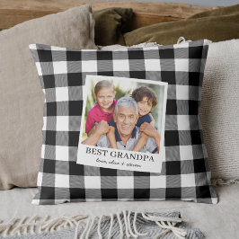 Best Grandpa Black and White Plaid Photo Kissen