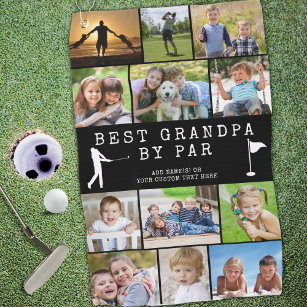 BEST GRANDPA BY PAR 12 Foto Collage Personalisiert Golfhandtuch