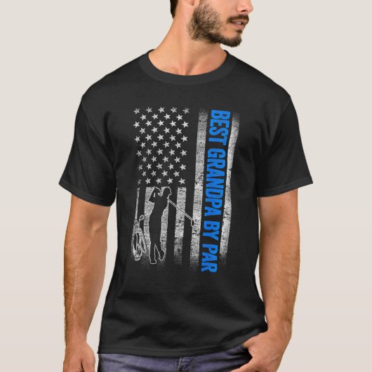 Best Grandpa By Par  Golf US American Flag Father  T-Shirt (Vorderseite)