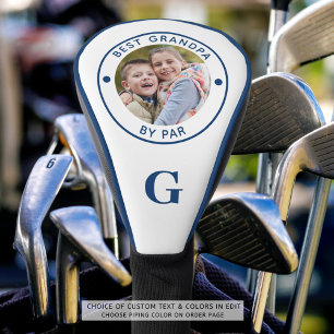 BEST GRANDPA BY PAR Monogramm Foto Blau Golf Headcover