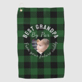 Best Grandpa Custom Kids Photo Green Buffalo Plaid Golfhandtuch (Vorderseite)