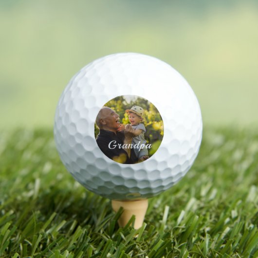 Best Grandpa Ever 2 Photo Script Personalized  Golfball (Insitu T-Shirt)