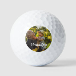 Best Grandpa Ever 2 Photo Script Personalized  Golfball