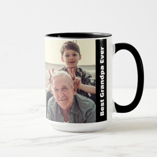 Best Grandpa Ever 2Photo Collage Minimalist Tasse (Rechts)
