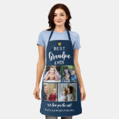 Best Grandpa Ever 4 Photo Collage Gold Navy Blue Schürze (Getragen)