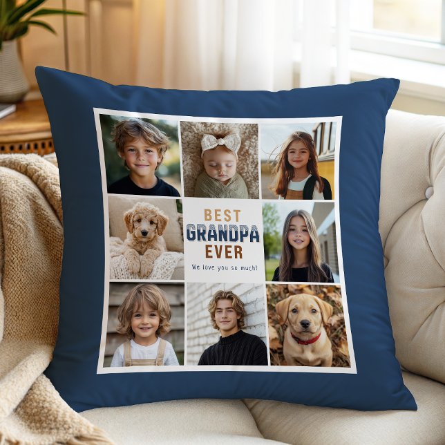 Best Grandpa Ever 8 Photo Collage Throw Pillow Kissen (Von Creator hochgeladen)