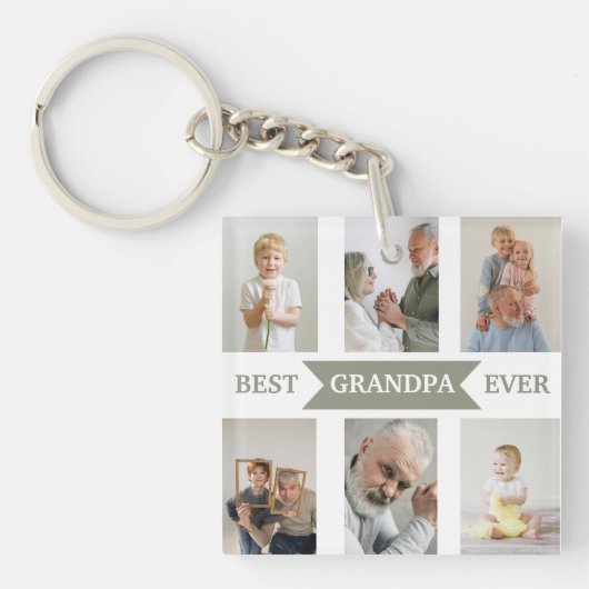 Best Grandpa Ever | Custom Photos Keychain Schlüsselanhänger (Vorderseite)