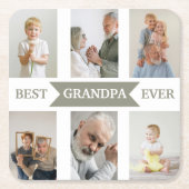 Best Grandpa Ever | Custom Photos Paper Coaster Rechteckiger Pappuntersetzer (Vorderseite)