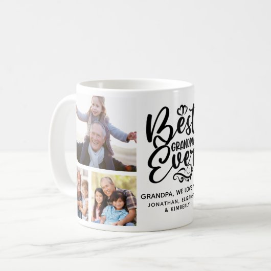 Best Grandpa Ever Cute Photo Collage for Grandpa Kaffeetasse (Vorderseite Links)