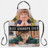 Best Grandpa Ever Grandkids 2 Photo Collage Black Schürze (Vorderseite)