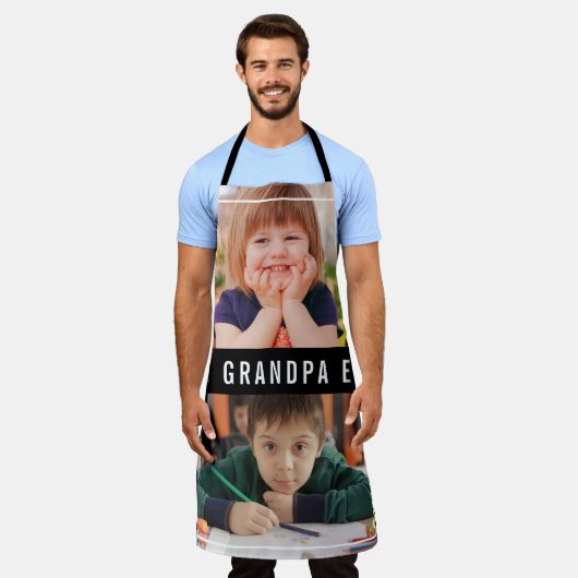 Best Grandpa Ever Grandkids 2 Photo Collage Black Schürze (Getragen)