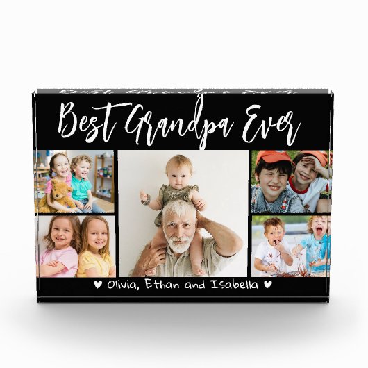 Best Grandpa Ever Grandkids Black 5 Collage Fotoblock (Vorderseite)