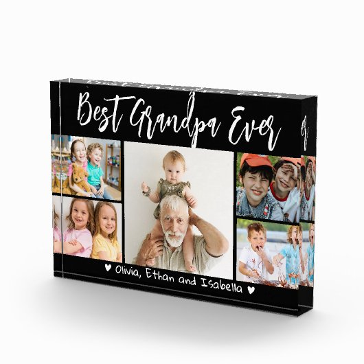 Best Grandpa Ever Grandkids Black 5 Collage Fotoblock (Rechts)