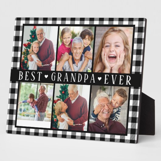 Best Grandpa Ever Hearts Photo Collage Keepsake Fotoplatte (Seite)