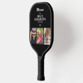 Best Grandpa Ever Keepsake 3 Photo Black Pickleball Schläger (Links)