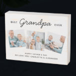 Best GRANDPA Ever Personalized Photo Father's Day Holzkisten Schild<br><div class="desc">Surprise grandpa this fathers day with a personalized 3 photo plaque. "Best GRANDPA Ever" Personalize this grandfather plaque with favorite photos, message and name.. Visit our collection for the best granddad father's day gifts and personalized dad gifts. COPYRIGHT © 2020 Judy Burrows, Black Dog Art - All Rights Reserved. Best...</div>