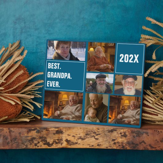 Best Grandpa Ever Photo Collage and Custom Text Fotoplatte (Seite)
