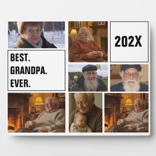 Best Grandpa Ever Photo Collage and Custom Text Fotoplatte (Vorderseite)