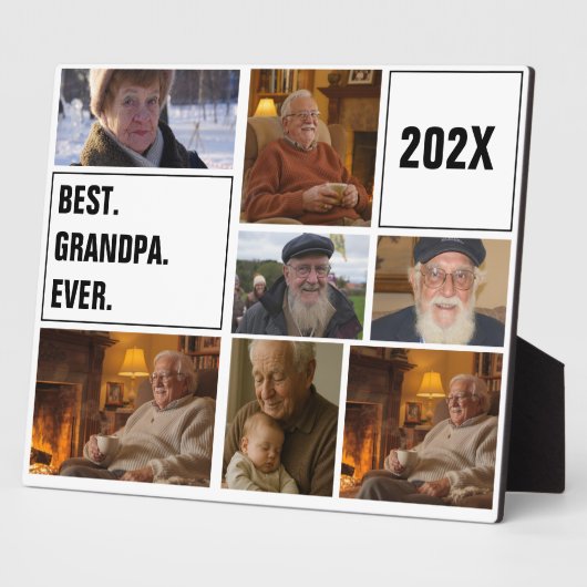 Best Grandpa Ever Photo Collage and Custom Text Fotoplatte (Seite)