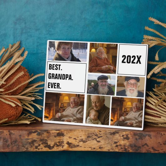 Best Grandpa Ever Photo Collage and Custom Text Fotoplatte (Seite)