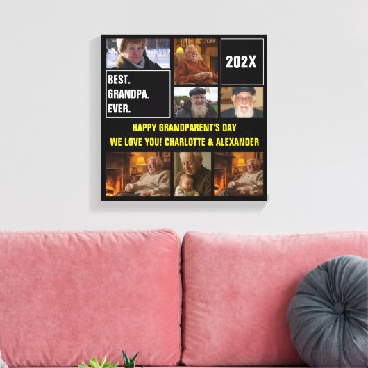 Best Grandpa Ever Photo Collage and Custom Text Leinwanddruck (Insitu (Wohnzimmer))