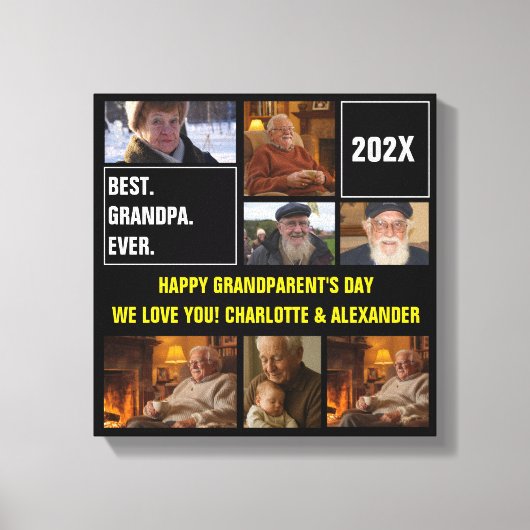 Best Grandpa Ever Photo Collage and Custom Text Leinwanddruck (Vorderseite)