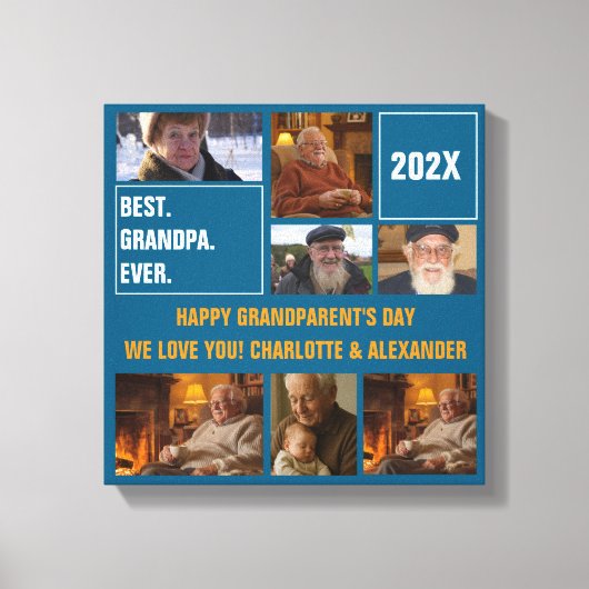 Best Grandpa Ever Photo Collage and Custom Text Leinwanddruck (Vorderseite)