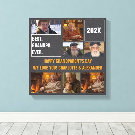 Best Grandpa Ever Photo Collage and Custom Text Leinwanddruck (Insitu (Holzboden))