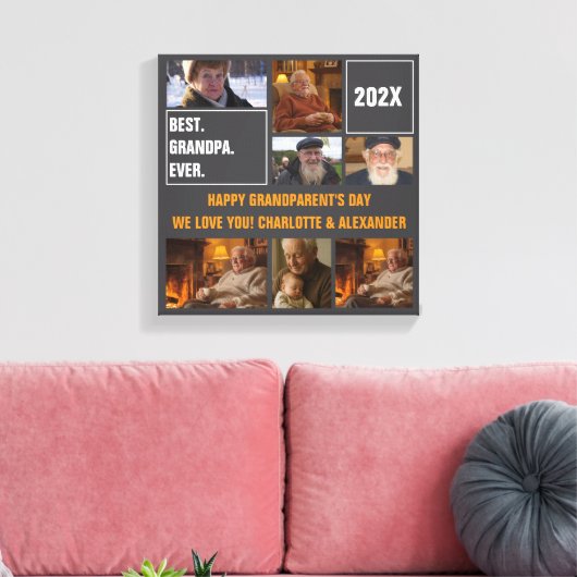 Best Grandpa Ever Photo Collage and Custom Text Leinwanddruck (Insitu (Wohnzimmer))