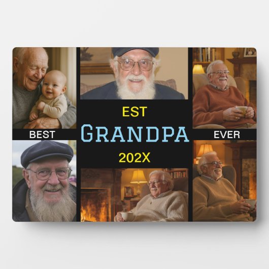 Best Grandpa Ever Photo Collage Fotoplatte (Vorderseite)