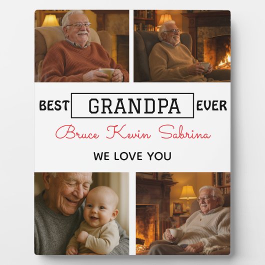 Best Grandpa Ever Photo Collage Fotoplatte (Vorderseite)