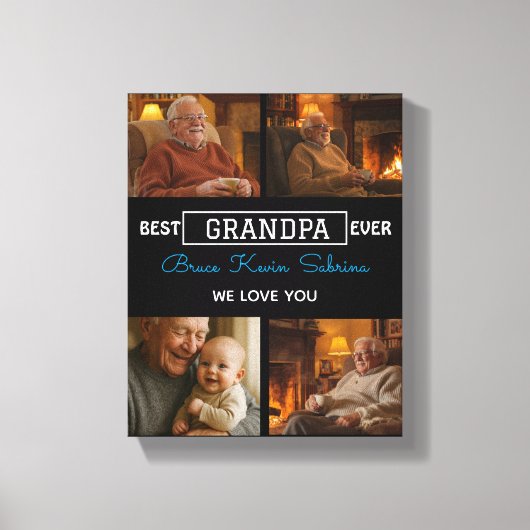 Best Grandpa Ever Photo Collage Leinwanddruck (Vorderseite)