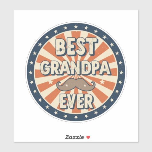 Best grandpa ever retro badge aufkleber (Blatt)