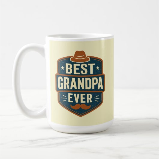 Best grandpa ever retro badge kaffeetasse (Links)