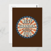 Best grandpa ever retro badge postkarte (Vorne/Hinten)