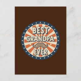 Best grandpa ever retro badge postkarte