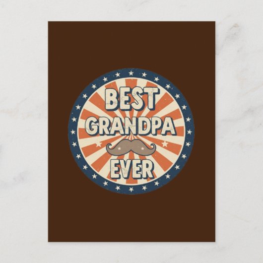 Best grandpa ever retro badge postkarte (Vorderseite)