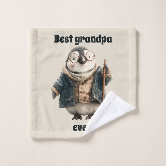 Best Grandpa Ever Winter Penguin Badhandtuch Set (Waschlappen)