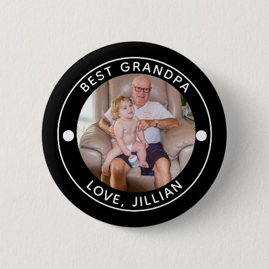 BEST GRANDPA NACH PAR-Foto-Monogramm Button (Vorderseite)