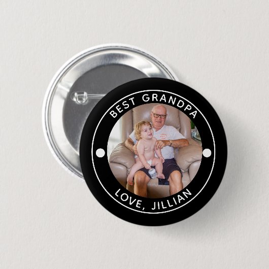 BEST GRANDPA NACH PAR-Foto-Monogramm Button (Vorne & Hinten)