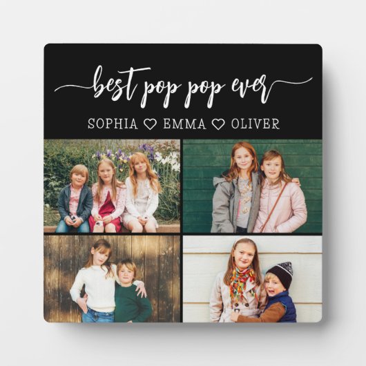 Best Grandpa Pop Pop Grandchildren Photo Collage P Fotoplatte (Vorderseite)