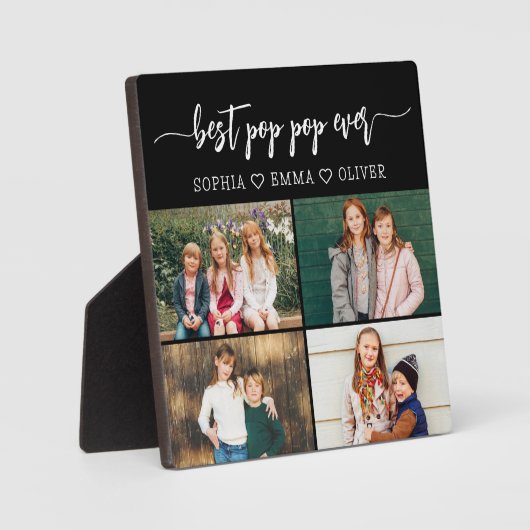 Best Grandpa Pop Pop Grandchildren Photo Collage P Fotoplatte (Vorderseite)