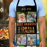 BEST GRANDPA und GRILL MASTER 16 FotoCollage Schürze<br><div class="desc">Erstellen Sie eine personalisierte Foto-Grill-Schürze für einen Grill oder Griller Großvater mit diesem Foto Collage Template mit 16 Bildern und personalisiert mit seinem Namen oder Spitznamen, dem vorgeschlagenen Titel BEST GRANDPA und GRILL MASTER in einem Feuer und Flammen Typografie-Design vor einem bearbeitbaren schwarzen Hintergrund. Fügen Sie Enkelkinder-Namen oder anderen benutzerdefinierten...</div>