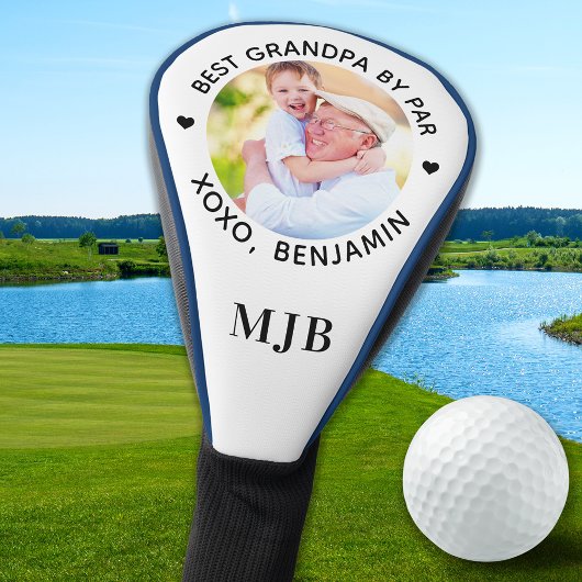 BEST GRANDPA VON PAR Custom Foto Modernes Monogram Golf Headcover