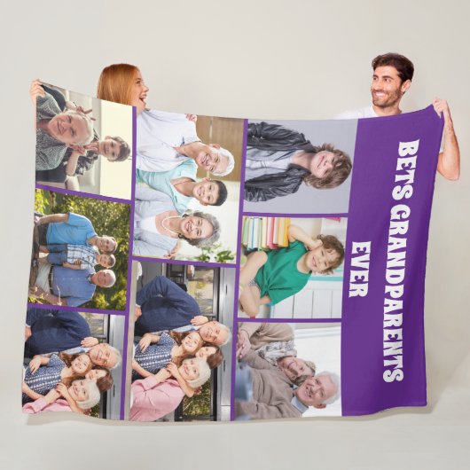 Best Grandparents Ever 8Photo Collage Chic purple Fleecedecke (Beispiel)