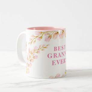 BEST GRANNY JE hübsche Aquarellfarben, florenrosa Zweifarbige Tasse