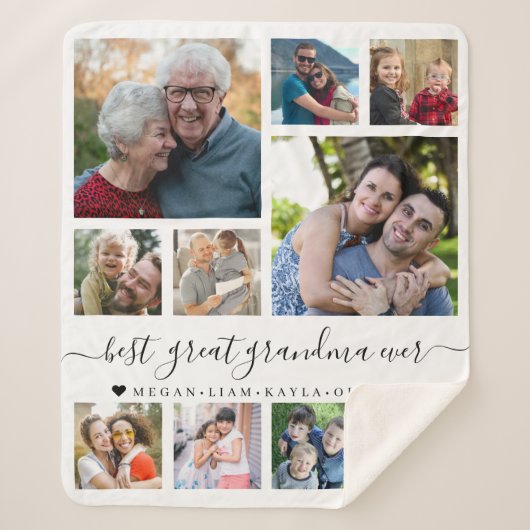 Best Great Grandma Ever 10 Photo Collage Sherpadecke (Vorderseite)