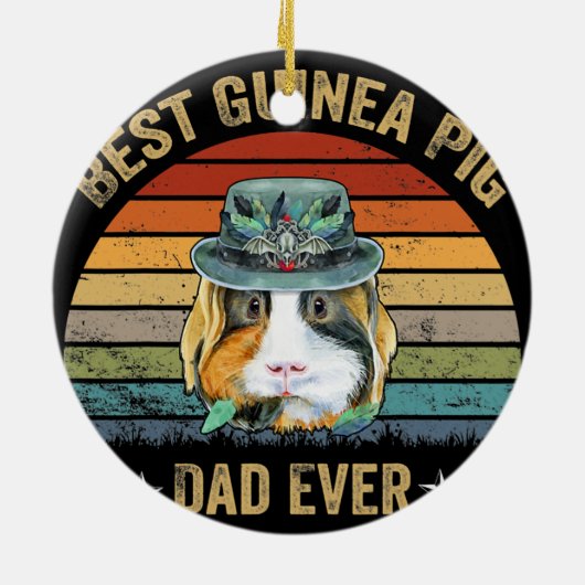 Best Guinea Pig Vater Ever Funny Guinea Pig Daddy Keramik Ornament (Hinten)