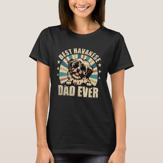 Best Havanese Dad Ever Vintage Dog T-Shirt (Vorderseite)